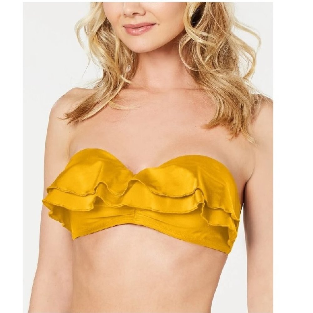 California Waves MARIGOLD Juniors' Flounce Top